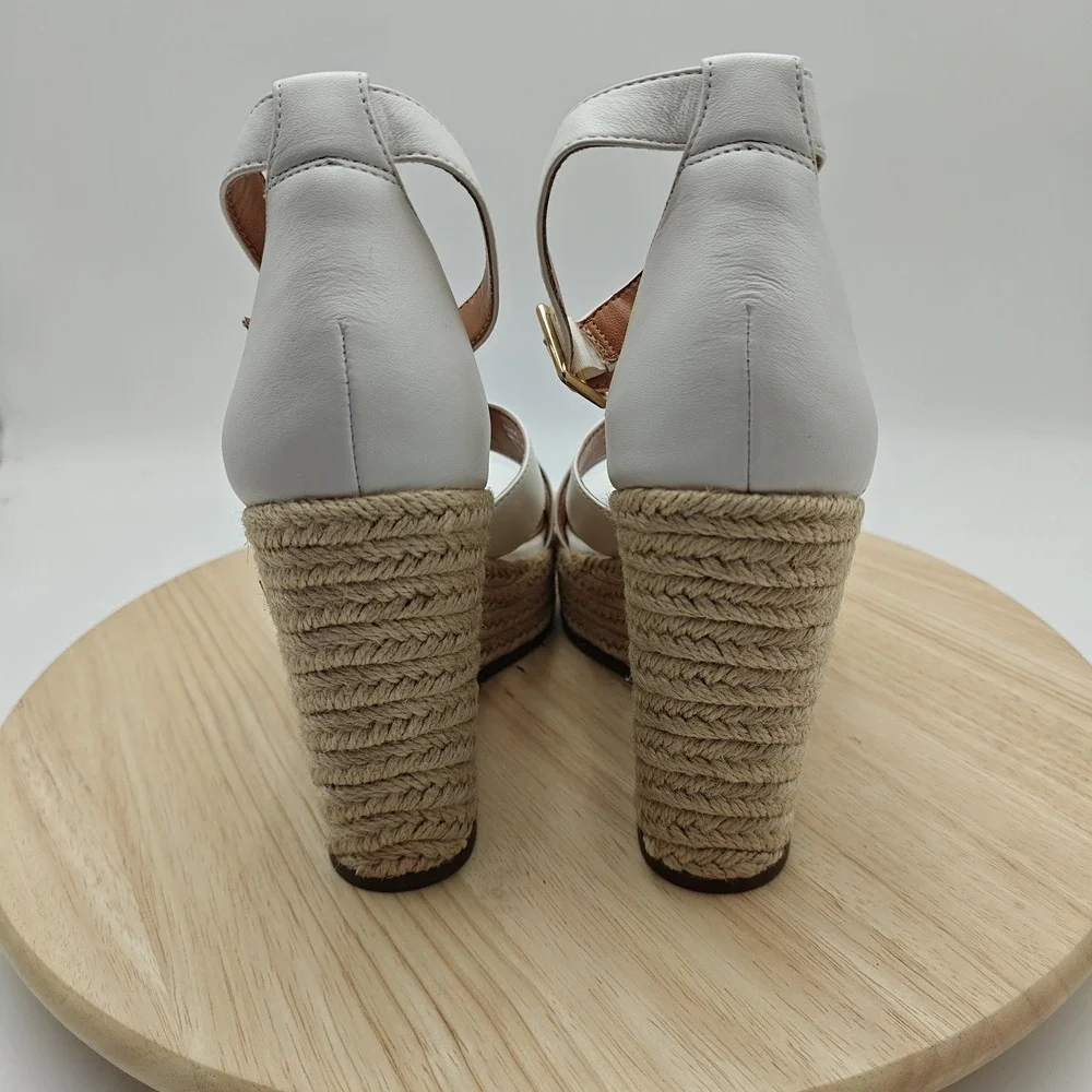 Lisa Vicky Shoes Womens Size 8.5 White Espadrille‎ Wedge Sandals Comfort New